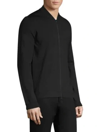 Shop J. Lindeberg Lyam Merino Zip-up Sweater In Black