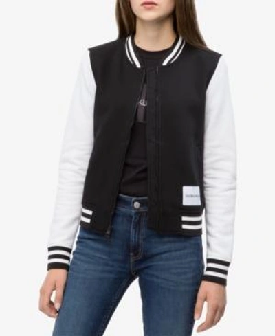 Shop Calvin Klein Jeans Est.1978 Varsity Bomber Jacket In Black