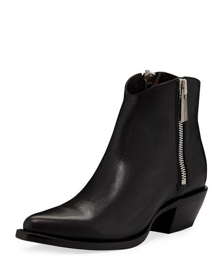 Frye Sacha Leather Zip Shortie Boots In Black | ModeSens
