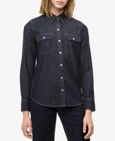 Shop Calvin Klein Jeans Est.1978 Cotton Western Shirt In Alexa Rinse