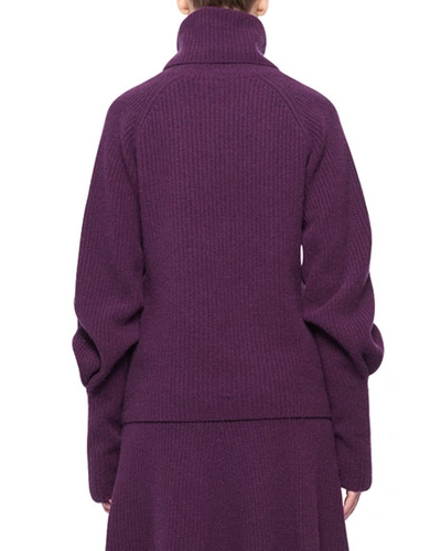 Shop Altuzarra Turtleneck Long-sleeve Cashmere Sweater In Purple