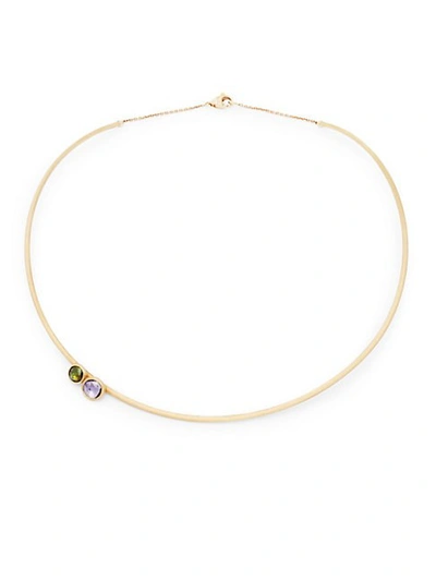 Shop Marco Bicego 18k Gold, Amethyst & Green Tourmaline Collar Necklace In Yellow