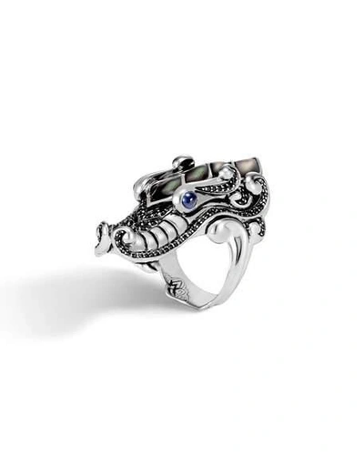 Shop John Hardy Legends Naga Silver Mother-of-pearl Ring In Gray