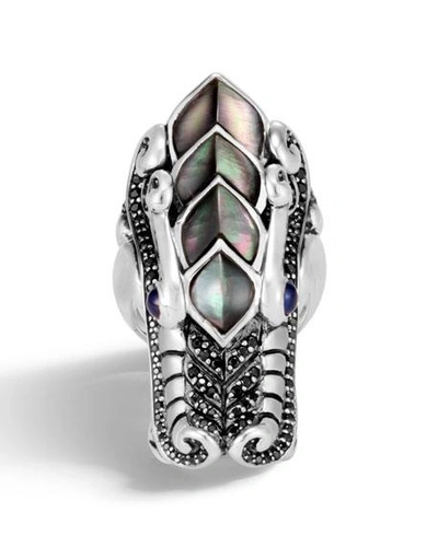 Shop John Hardy Legends Naga Silver Mother-of-pearl Ring In Gray