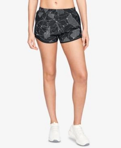Shop Under Armour Fly By Printed Shorts In Black/grey Print