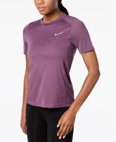 Shop Nike Dry Miler Running Top In Pro Purple