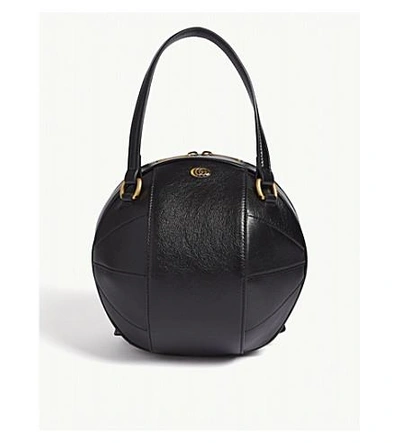 Shop Gucci Leather Basketball Tote In Black