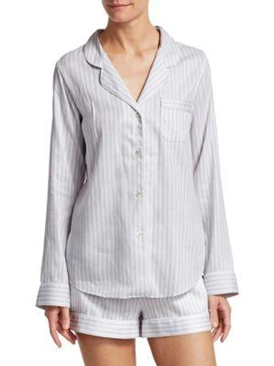 Shop Cottonista Shortie Stripe Pajama Set In Grey