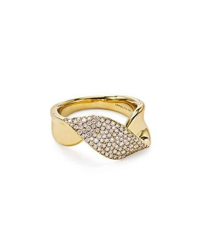 Shop Ippolita 18k Gold Stardust Twist Ribbon Ring W/ Diamonds