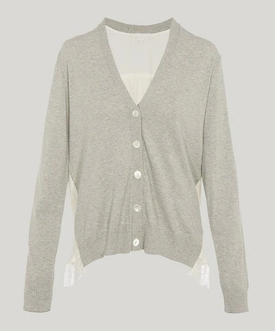 Shop Clu Back Pleat Cardigan In Grey