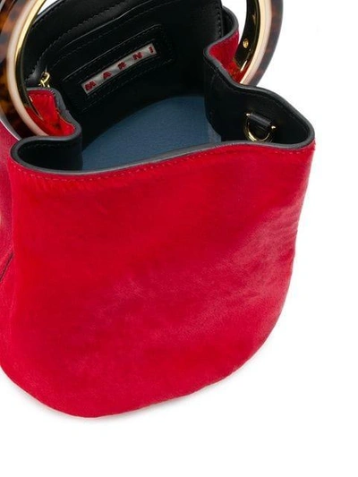 Shop Marni Pannier Bucket Bag In Red