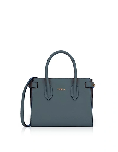 Shop Furla Pin Mini Tote Bag W/shoulder Strap In Slate