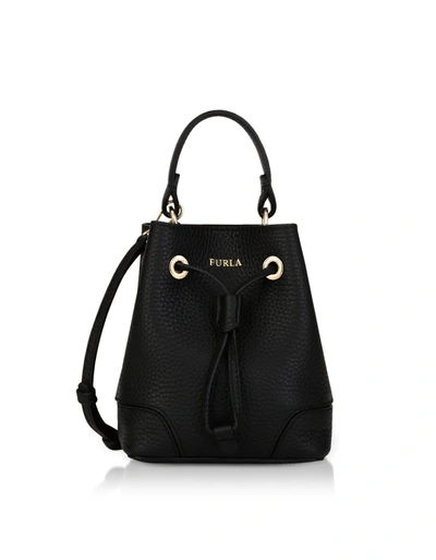 Shop Furla Stacy Mini Drawstring Bucket Bag In Onyx