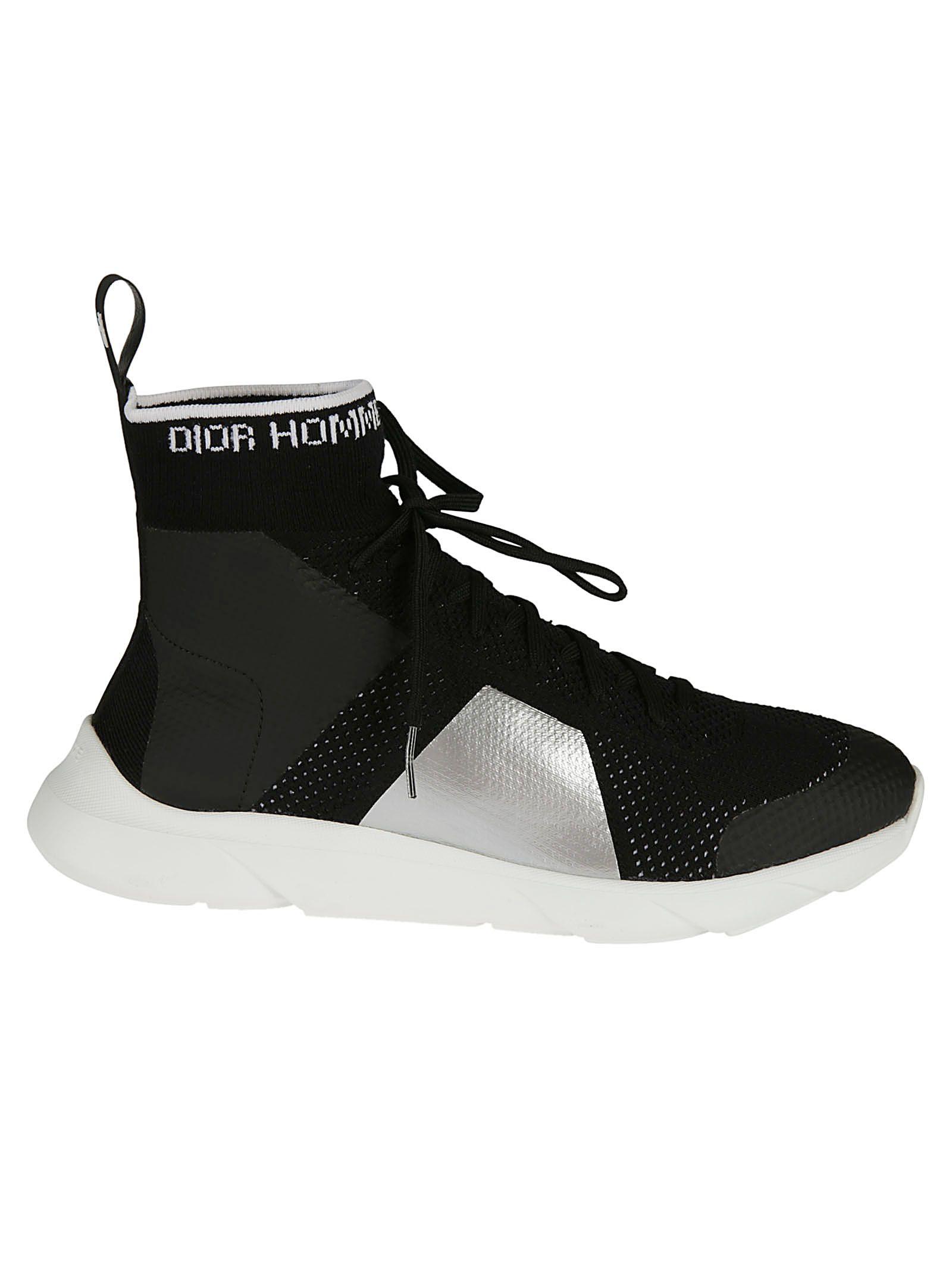 Dior Lace-up Hi-top Sneakers In Black/red | ModeSens