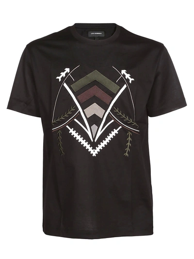 Shop Les Hommes Embroidered T-shirt In Black