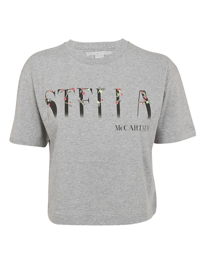 Shop Stella Mccartney Logo Print T-shirt In Grey Melange