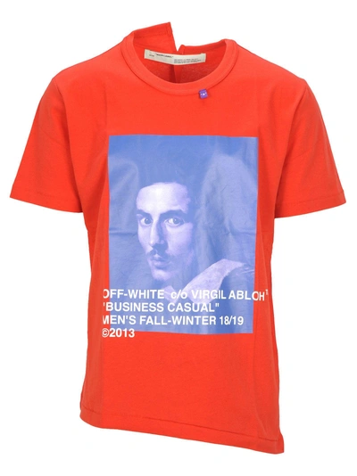 Shop Off-white Off White Bernini S/s Spliced Tee In Red/blue