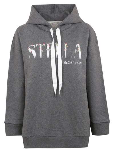 Shop Stella Mccartney Logo Print Hoodie In Grey Melange