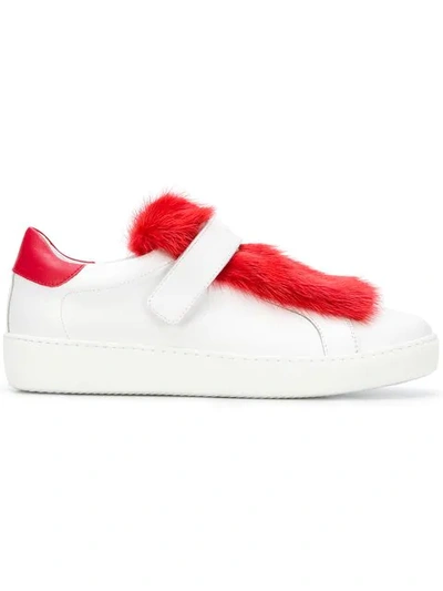 Shop Moncler Fur Low-top Sneakers In White