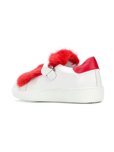 Shop Moncler Fur Low-top Sneakers In White