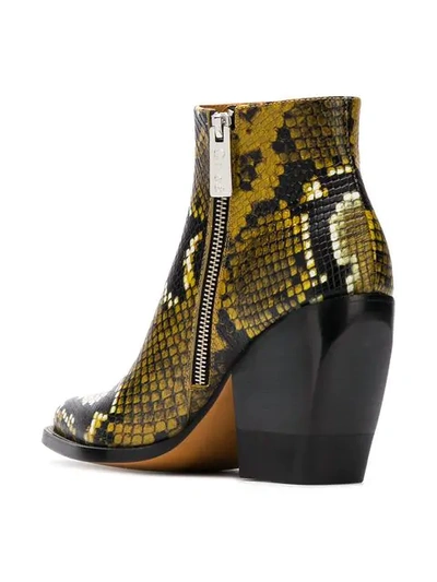 Shop Chloé Python Printed Boots In Green