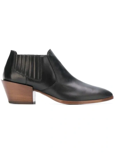 Shop Tod's Low Heeled Ankle Boots In Black