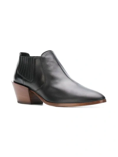 Shop Tod's Low Heeled Ankle Boots In Black