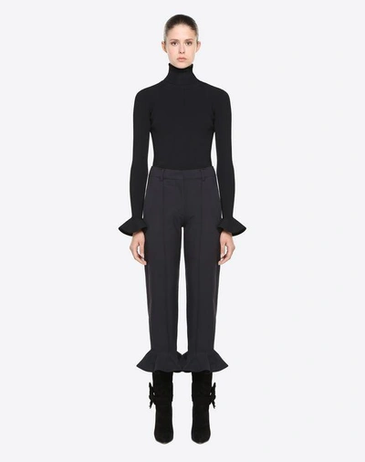 Shop Valentino Trousers In Stretch Wool In Black