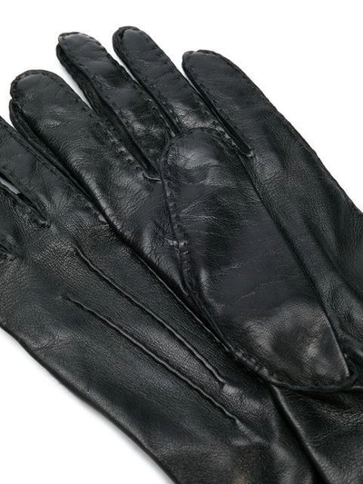 Shop Ann Demeulemeester Long Leather Gloves - Black