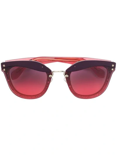 Shop Miu Miu Glitter Cat-eye Sunglasses In Red