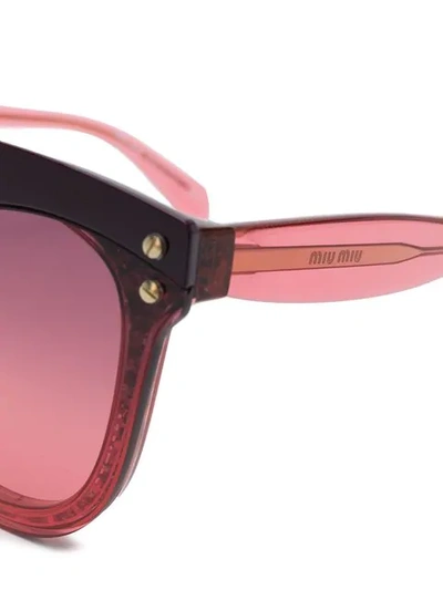 Shop Miu Miu Glitter Cat-eye Sunglasses In Red