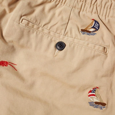 Shop Polo Ralph Lauren Embroidered Chino Short In Neutrals