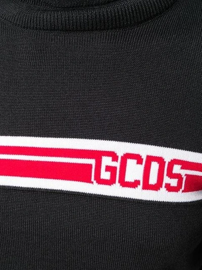 Shop Gcds Roll Neck Logo Cropped Sweater - Black