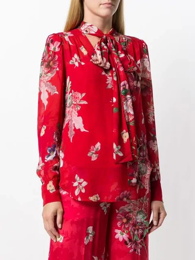pussy bow floral blouse