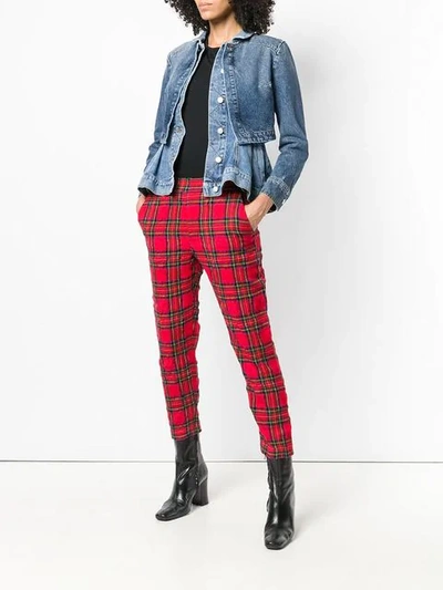 Shop R13 Tartan Cropped Trousers In Red