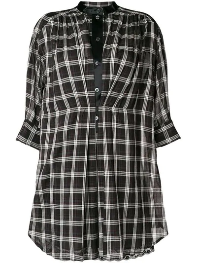 plaid mandarin collar shirt dress