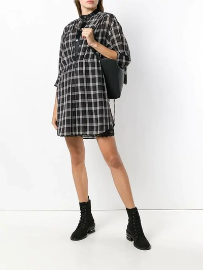 plaid mandarin collar shirt dress