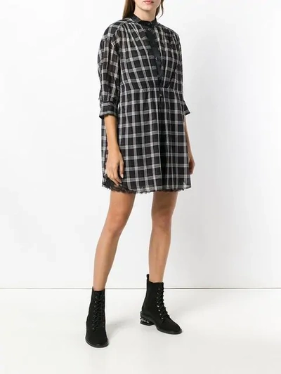 Shop Marc Jacobs Plaid Mandarin Collar Shirt Dress - Black