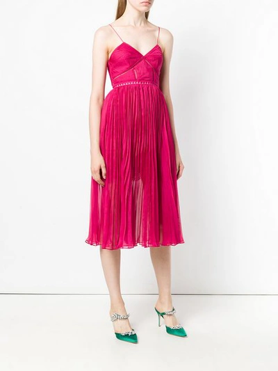 Shop Self-portrait Pleated Chiffon Midi Dress - Pink