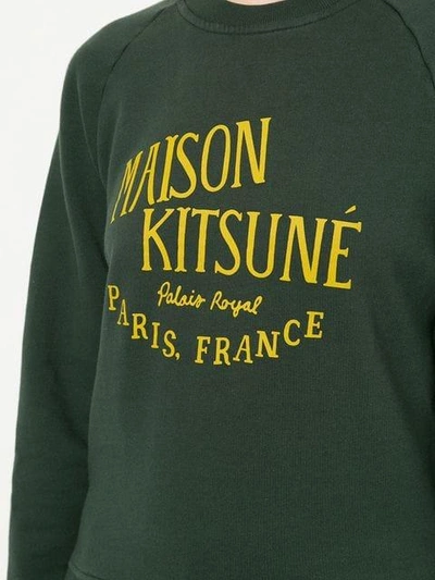 Shop Maison Kitsuné Logo Print Sweatshirt In Green
