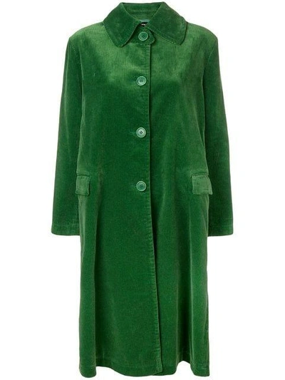 Shop Aspesi Single-breasted Corduroy Coat - Green