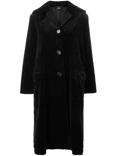 Shop Aspesi Single-breasted Corduroy Coat In Black