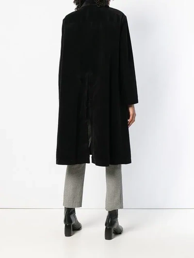 Shop Aspesi Single-breasted Corduroy Coat In Black