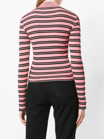 striped sleeve ribbed knit top