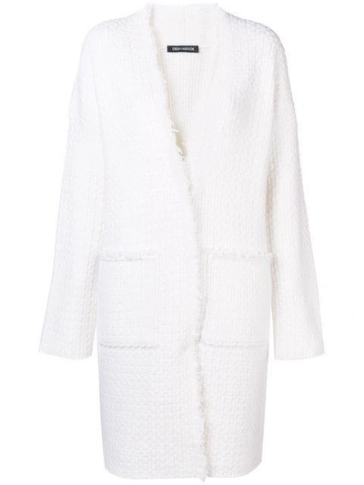 Shop Iris Von Arnim Basketweave Cardi-coat - White