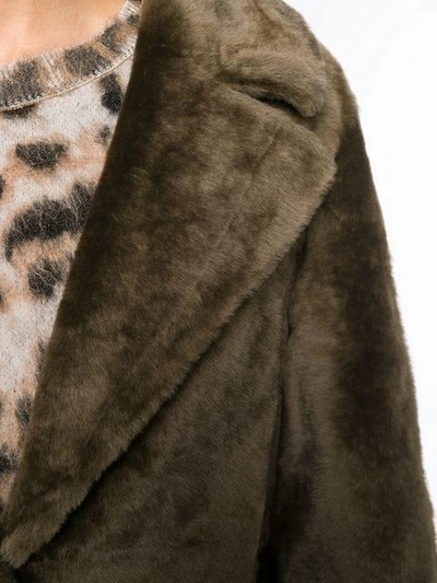 Shop Yves Salomon Belted Lamb Fur Coat In Brown