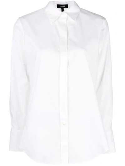 Shop Theory Plain Fitted Shirt In White