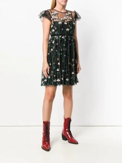 Shop Red Valentino Embroidered Tulle Dress - Black