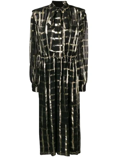 Alberta Ferretti Checked Bow Tie Shirt In Black