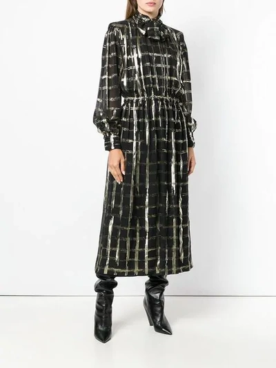 Alberta Ferretti Checked Bow Tie Shirt In Black